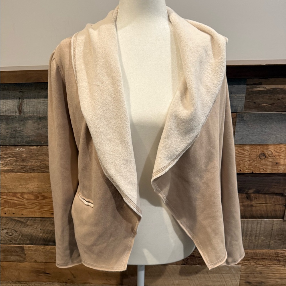 DREW Cream and Tan Open-Front Blazer
